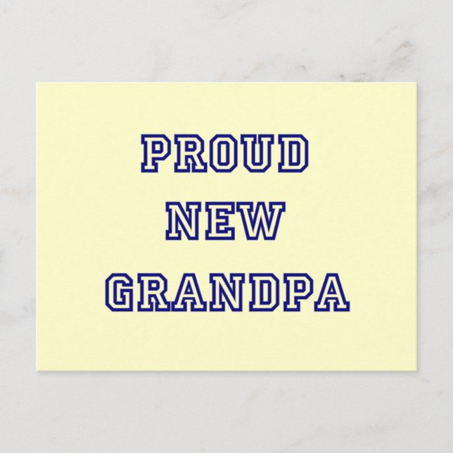 Proud New Grandpa-Universiteten Text Tshirts Vykort (Framsida)