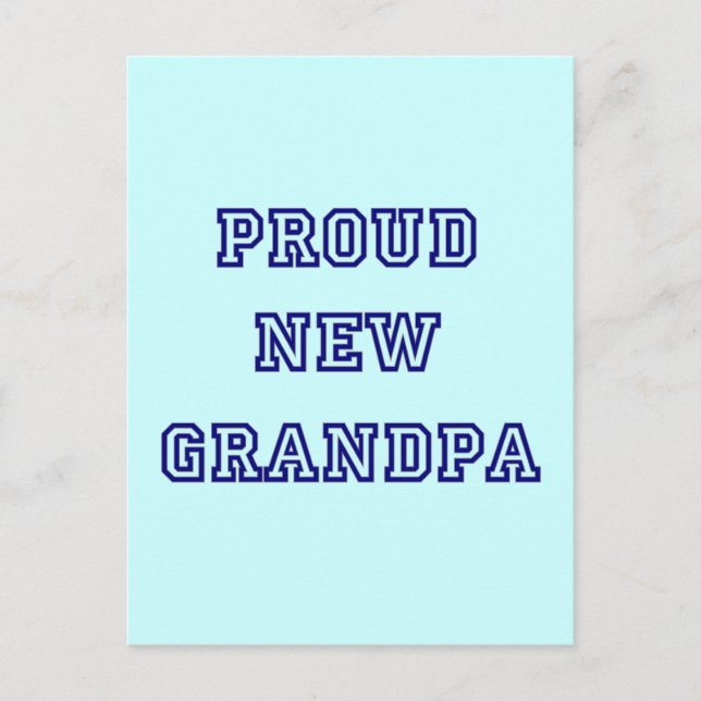 Proud New Grandpa-Universiteten Text Tshirts Vykort (Framsida)
