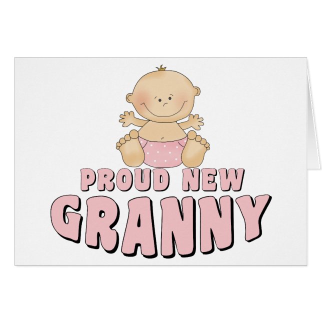 PROUD NEW Granny T-Shirt Hälsningskort (Framsidan Horizontal)