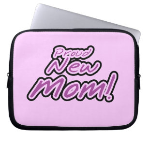 Proud New mamma Black and Lila Text Gifts Laptop Fodral