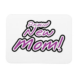 Proud New mamma Black and Lila Text Gifts Magnet
