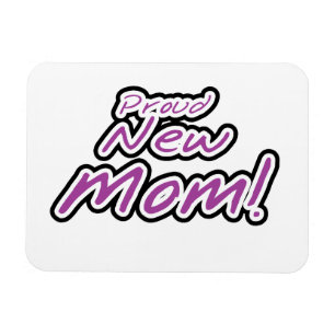 Proud New mamma Black and Lila Text Gifts Magnet