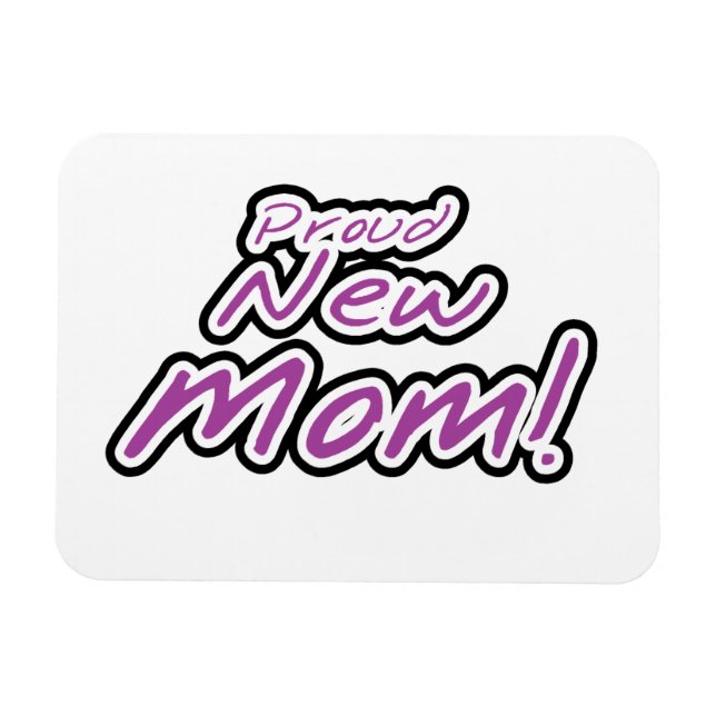 Proud New mamma Black and Lila Text Gifts Magnet (Horisontell)