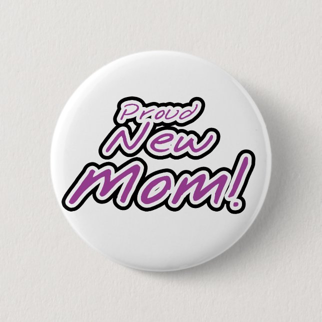 Proud New mamma Lila Text Tshirts and Gifts Knapp (Framsida)