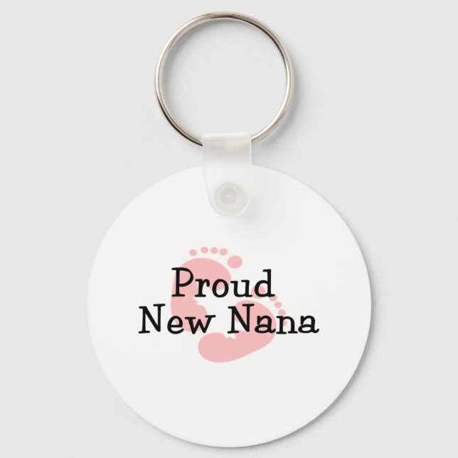 Proud New Nana Flicka-fotavtryck Nyckelring (Framsida)