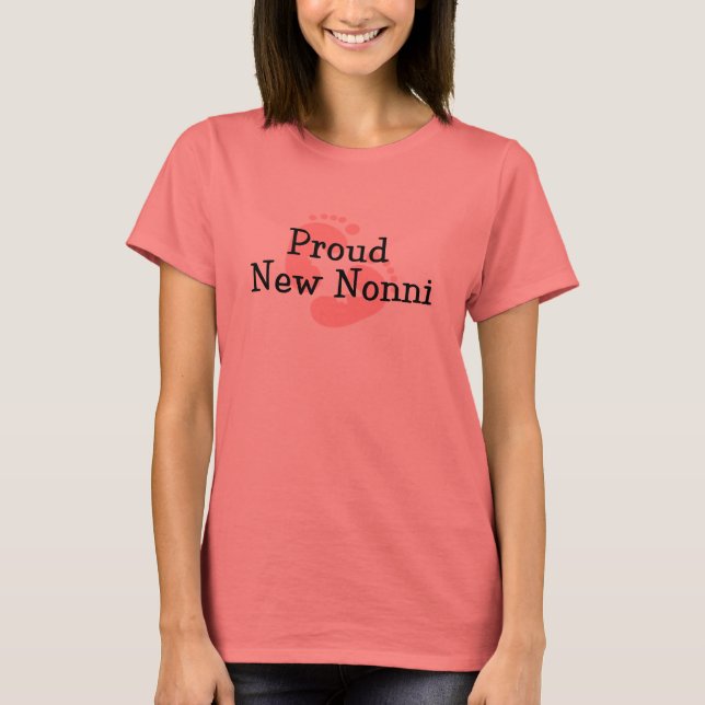 Proud New Nonni Flicka-fotavtryck Tee Shirt (Framsida)