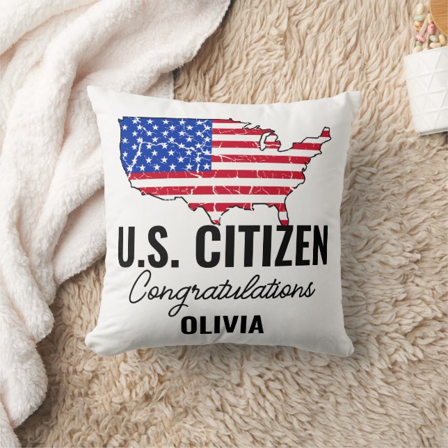 Proud New U.S. Citizen – American Map  Kudde (Filt)