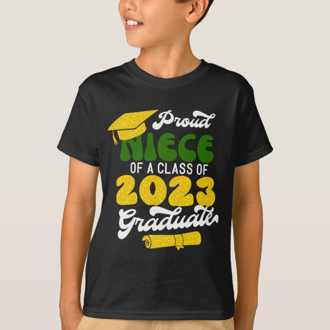 Proud NIECE av klass 2023 Student Retro Guld T Shirt (Framsida)