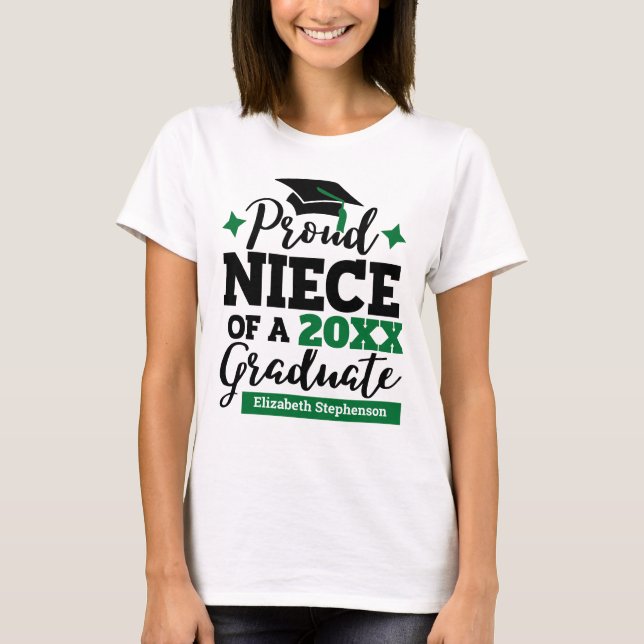 Proud Niece of a 2022 student Black grönt tassel T Shirt (Framsida)