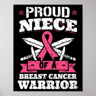 Proud Niece of Breast Cancer Warrior Rosa Awarenes Poster