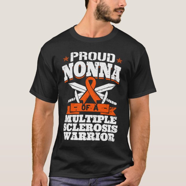 Proud Nonna, A Många Sclerosis Warrior MS Gra T Shirt (Framsida)