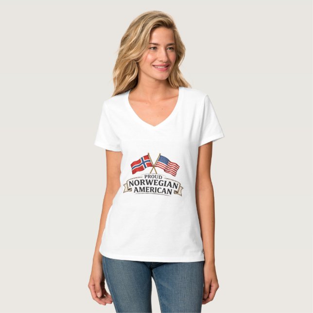 Proud Norwegian American Womens T-Shirt (Hel framsida)