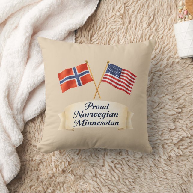 Proud Norwegian Minnesotan Heritage Throw Pillow Kudde (Filt)