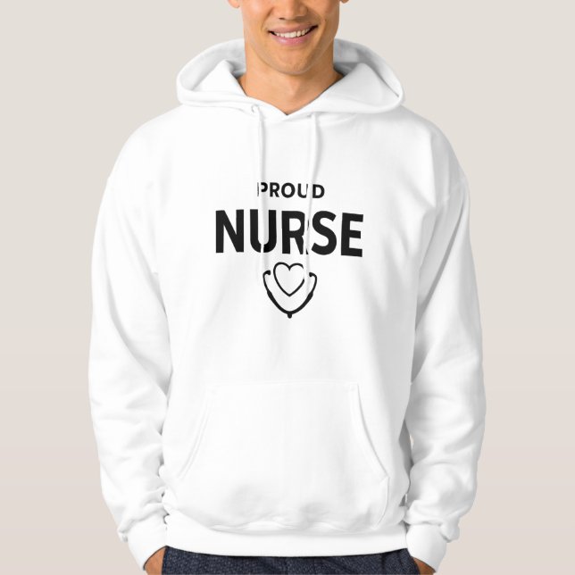 Proud Nurse Hoodie – Minimal Medical Typography De (Framsida)