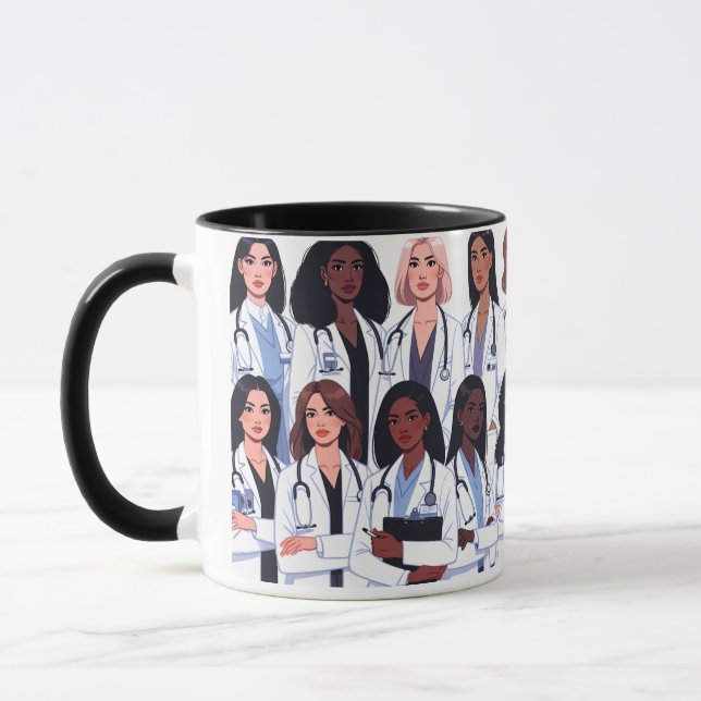 Proud Nurse Mama – Floral Baby Footprint Design Mugg (Vänster)