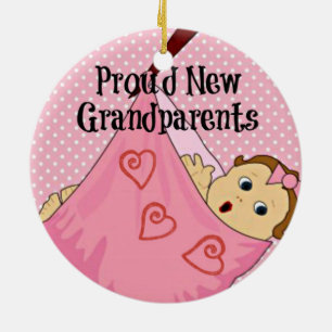 Proud Nya morföräldrar - Rosa Julgransprydnad Keramik