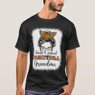 Proud och Loud Basketball Grandma Messy Bun Leopar T Shirt