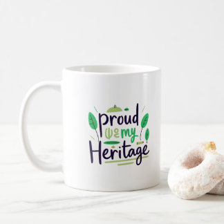 Proud of My Heritage Green Tribal Leaf Kaffemugg