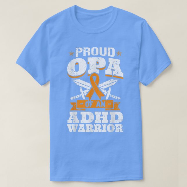 Proud Opa av ADHD Warrior Awareness Ribbon Gran T Shirt (Design framsida)