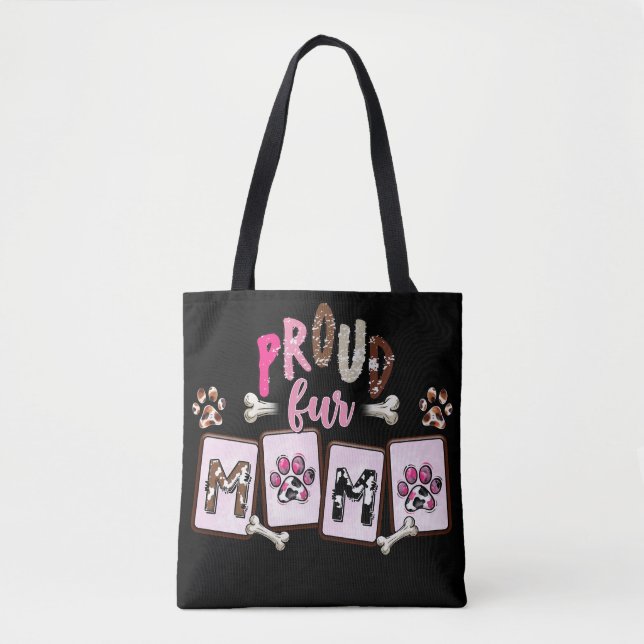 Proud Päls Mamma Hund älskare Typografi Tygkasse (Framsida)
