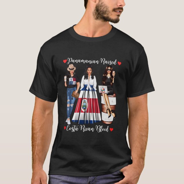 Proud Panaianwith Costa Rican Roots Costa Rica Pan T Shirt (Framsida)