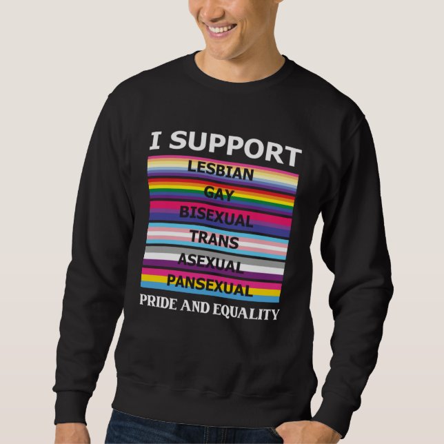 Proud Pansexual Transgender Queer LGBTQ+ Love Equa Lång Ärmad Tröja (Framsida)