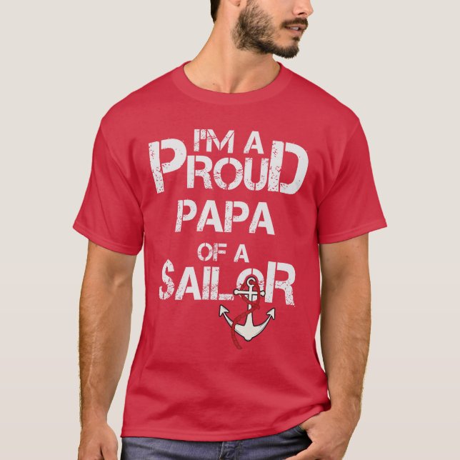Proud Papa of a Sailor retro friends boy T Shirt (Framsida)