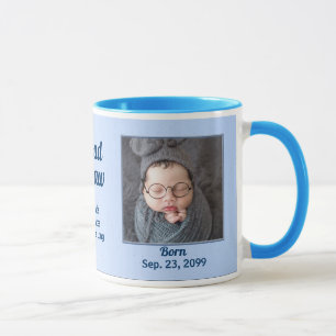 Proud PAPAW Nyfödd bebis Blue 2 Photo Mugg