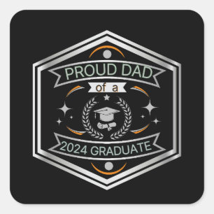 Proud Pappa 2024 Student Fars dag Studenten Fyrkantigt Klistermärke