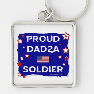 Proud Pappa 2A Soldat Fyrkantig Silverfärgad Nyckelring