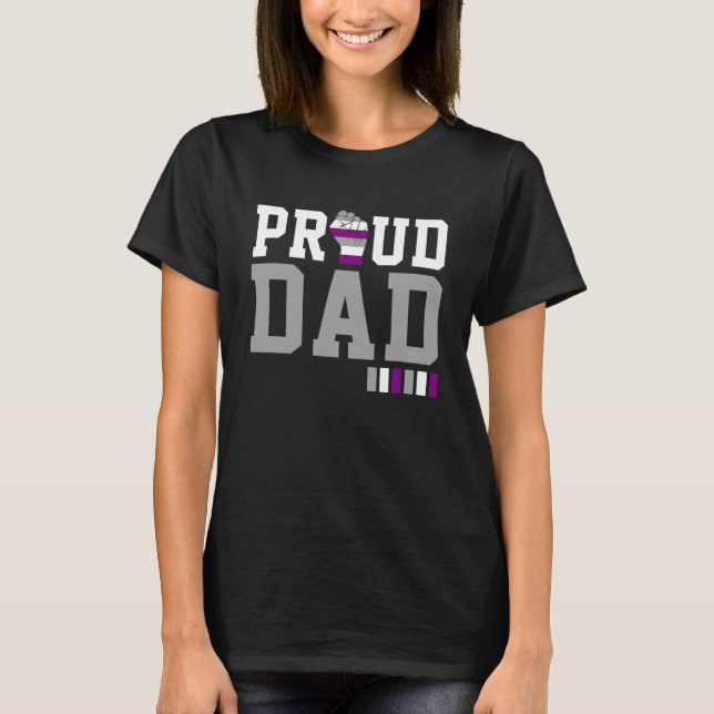 Proud Pappa ASexual Pride Flagga Fars dag HBT TQ A T Shirt (Framsida)
