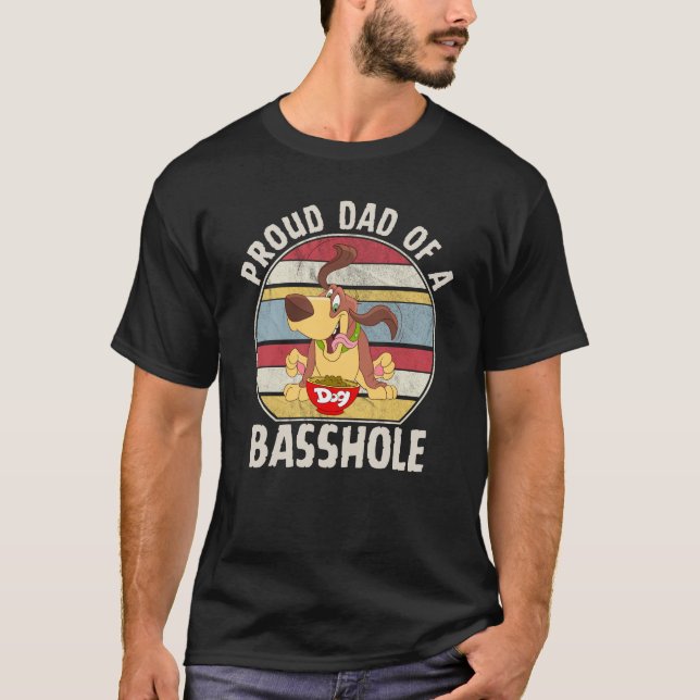 Proud Pappa av Basshole Basset Hound T-Shirt (Framsida)