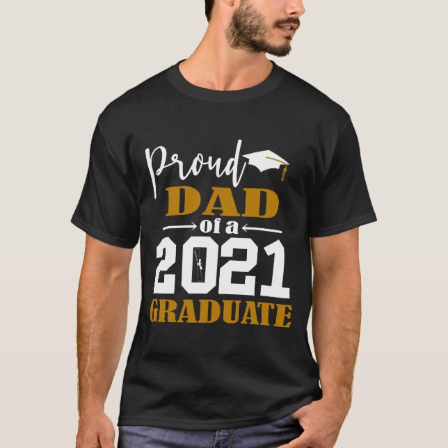 Proud Pappa av en vit Student 2021 T Shirt (Framsida)