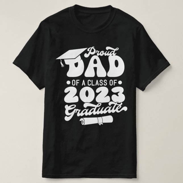 Proud PAPPA av klass 2023 Student Retro Simple T Shirt (Design framsida)