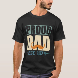 Proud Pappa Est1974 Underbarare pappa Fars dag Pun T Shirt