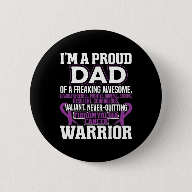 Proud Pappa Fibromyalgia Awareness Ribbon Manar Fa Knapp (Framsida)