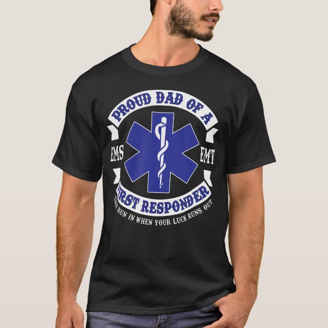Proud Pappa First Responder Ems Emt Novelty Graphi T Shirt (Framsida)