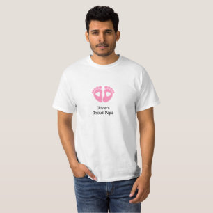 "Proud Pappa" Flicka Rosa Footprint T Shirt