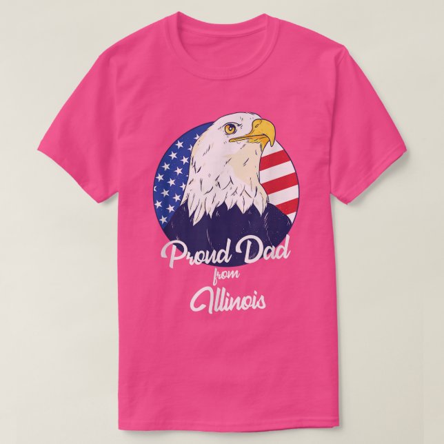 Proud Pappa från Illinois Lycklig Fars dag T Shirt (Design framsida)