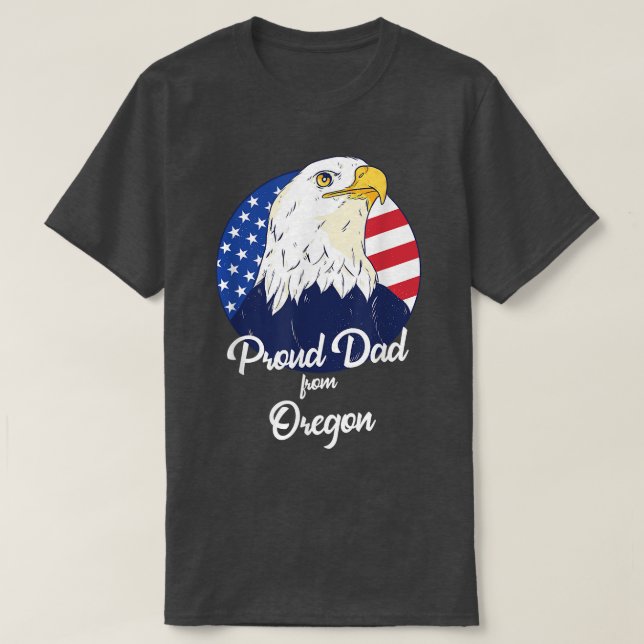 Proud Pappa från Oregon Lycklig Fars dag T Shirt (Design framsida)