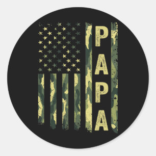 Proud Pappa Funny Fars dag Pappa Amerika USA flagg Runt Klistermärke
