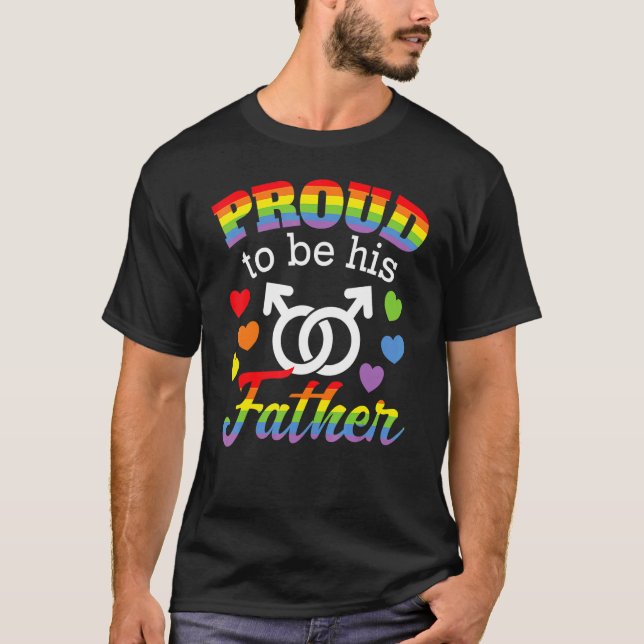 Proud Pappa Gay Son Rainbow Pride Flagga LGBTQ Par T Shirt (Framsida)