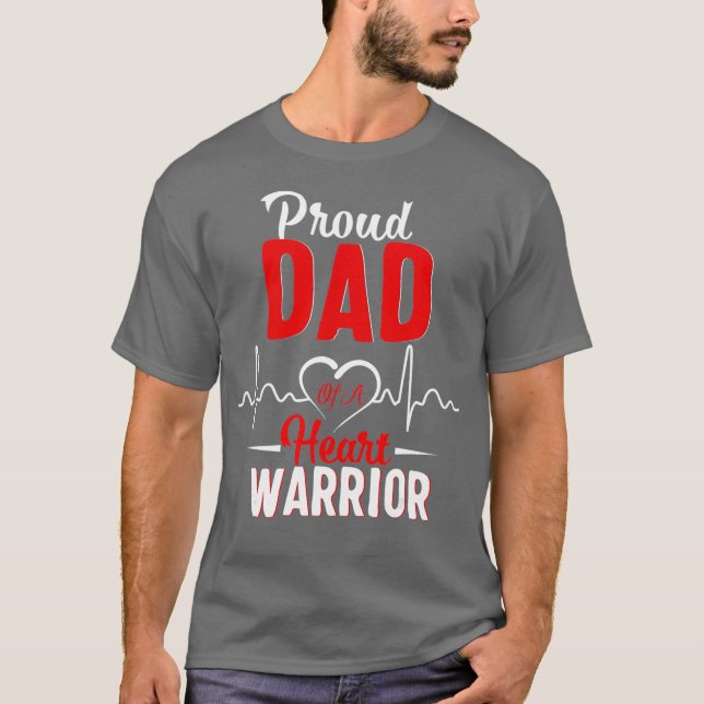 Proud Pappa i en Heart Warrior CHD Awareness-skjor T Shirt (Framsida)