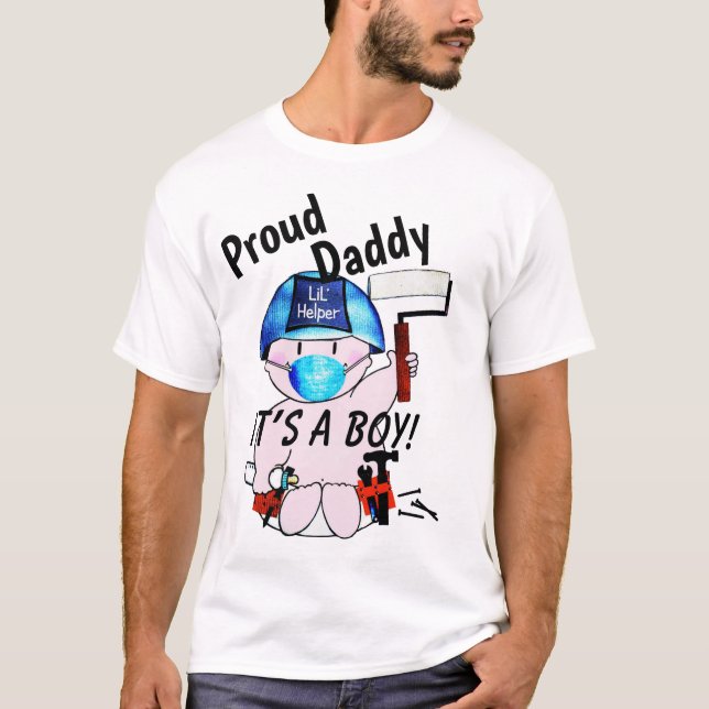 Proud Pappa i Nyfödd bebis Boy Carpenter T Shirt (Framsida)