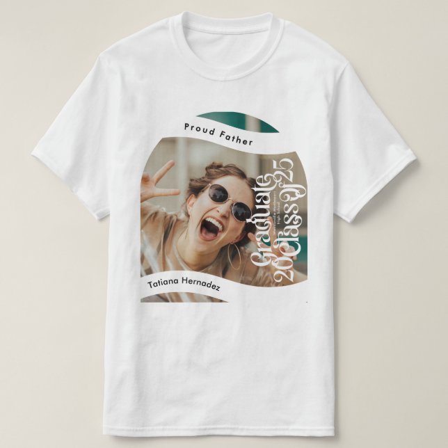 PROUD PAPPA i STUDENT Photo-klassen 2025 T Shirt (Design framsida)