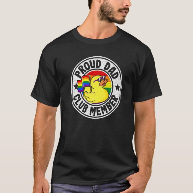 Proud Pappa Klubb Member Rubber Anka Rainbow Gay L T Shirt (Framsida)