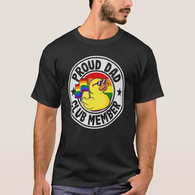 Proud Pappa Klubb Member Rubber Anka Rainbow Gay L T Shirt (Framsida)