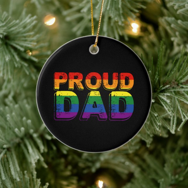 Proud Pappa LGBT Parent Gay pride Pappa Julgransprydnad Keramik (Träd)
