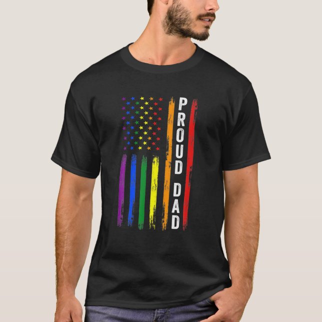 Proud Pappa LGBT Pride Funny Gay T Shirt (Framsida)