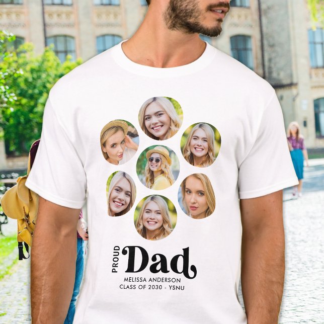 Proud PAPPA Modern Anpassningsbar 7 Photo Collage  T Shirt (Skapare uppladdad)
